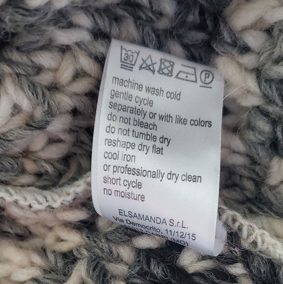 Elsamanda Wool Blend Made In Italy Knitting Gray Stripe Long Cardigan. S… - Picture 10 of 16